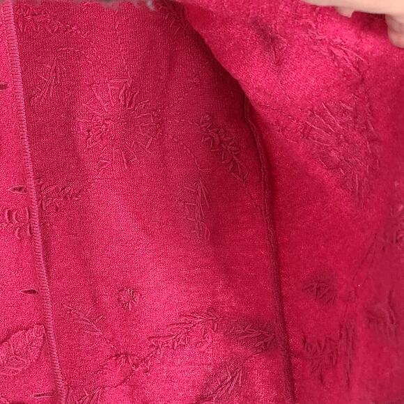 Talbots Petite wool cardigan womens SP Pink Boiled wool floral appliqué Button - Picture 9 of 10